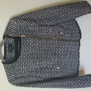 J Crew Black & White Tweed Moto Jacket Blazer sz 10